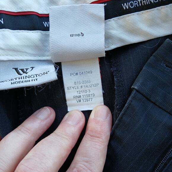 Worthington Modern Fit Pinstripe Slacks size 16 black straight leg real pockets - Picture 8 of 16